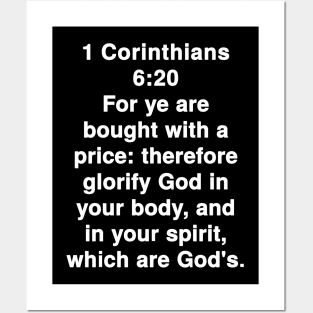 1 Corinthians 6:20  Bible Verse Typography KJV Posters and Art